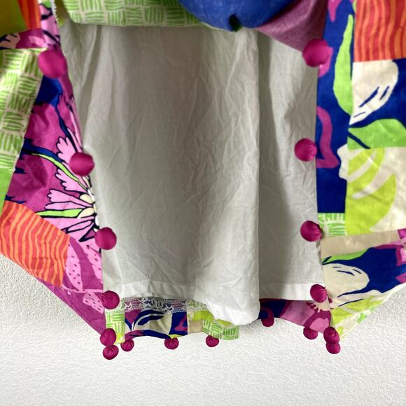 Lilly Pulitzer Brighton Patchwork Print Halter Dress Womens 2 Green Pink Pom - Picture 6 of 13